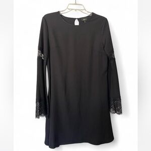 Black A-line Mini Dress With Lace Sleeve Panels, Mossimo, Size Small